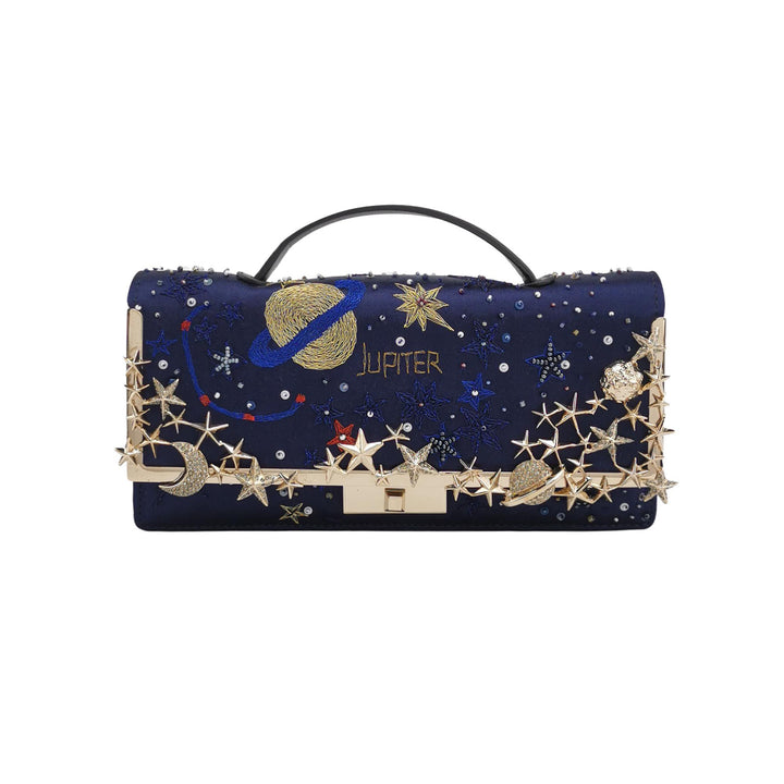 Valentino Cosmos Embroidered Satin Clutch