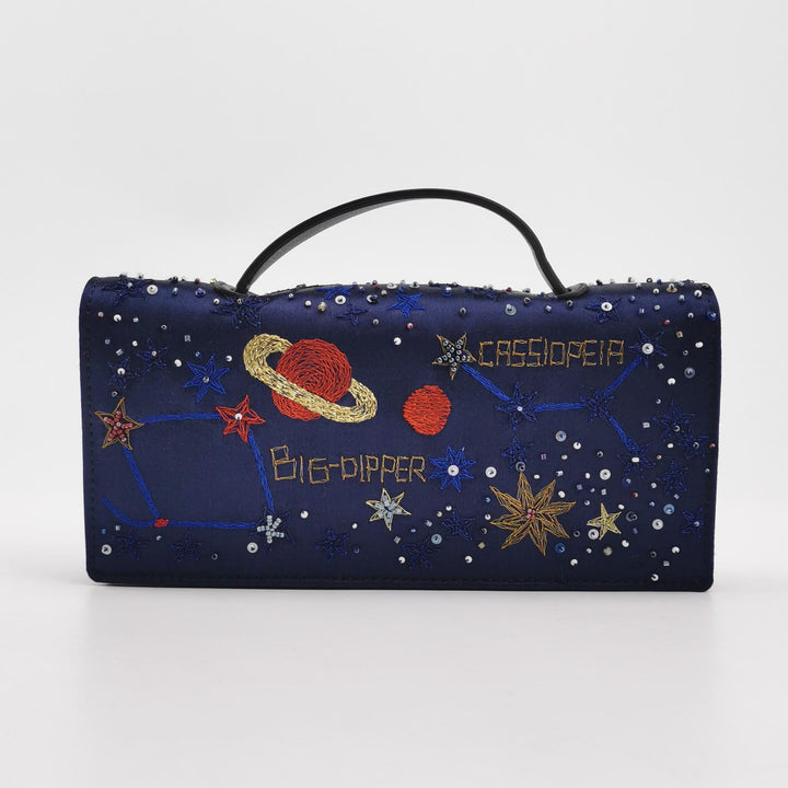 Valentino Cosmos Embroidered Satin Clutch