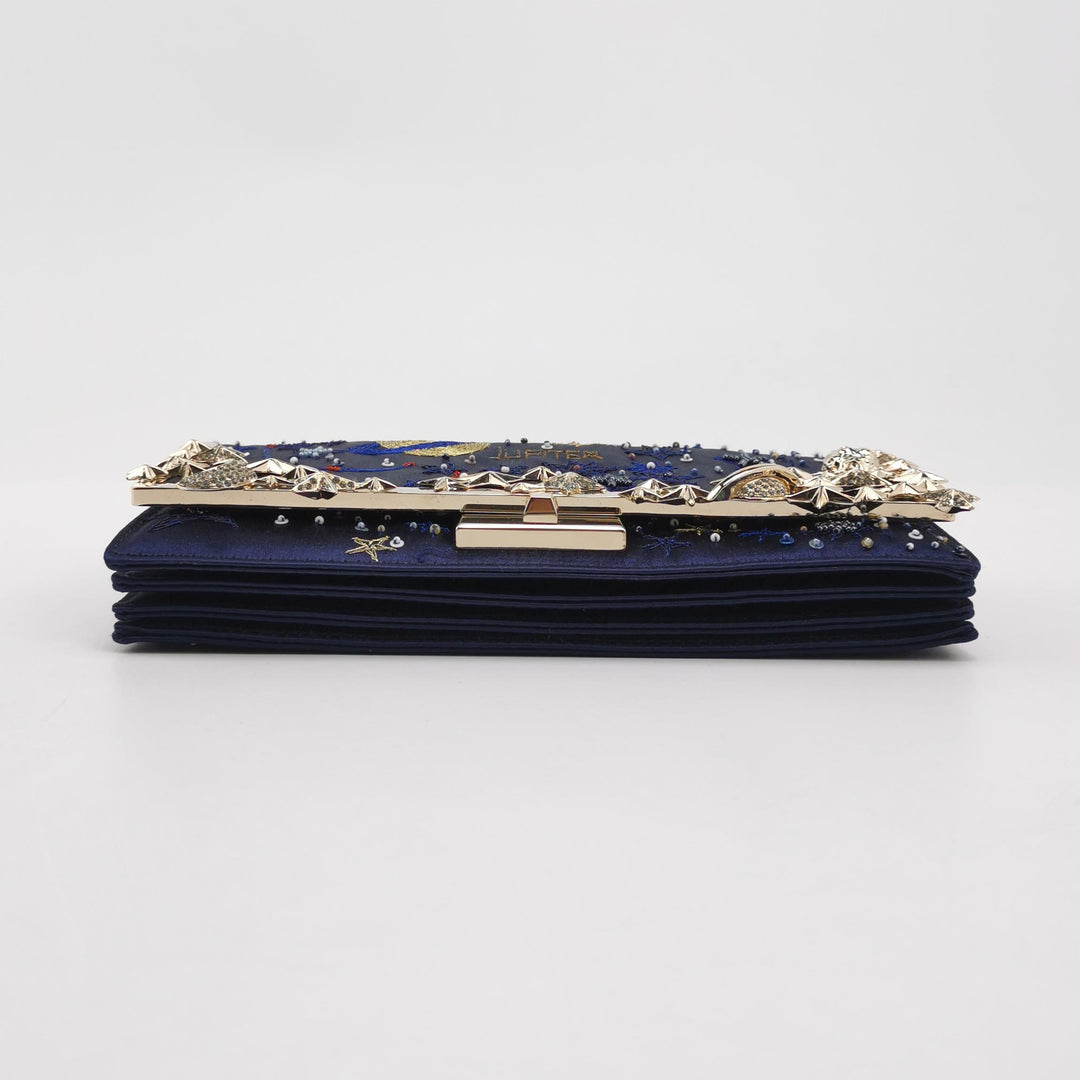 Valentino Cosmos Embroidered Satin Clutch