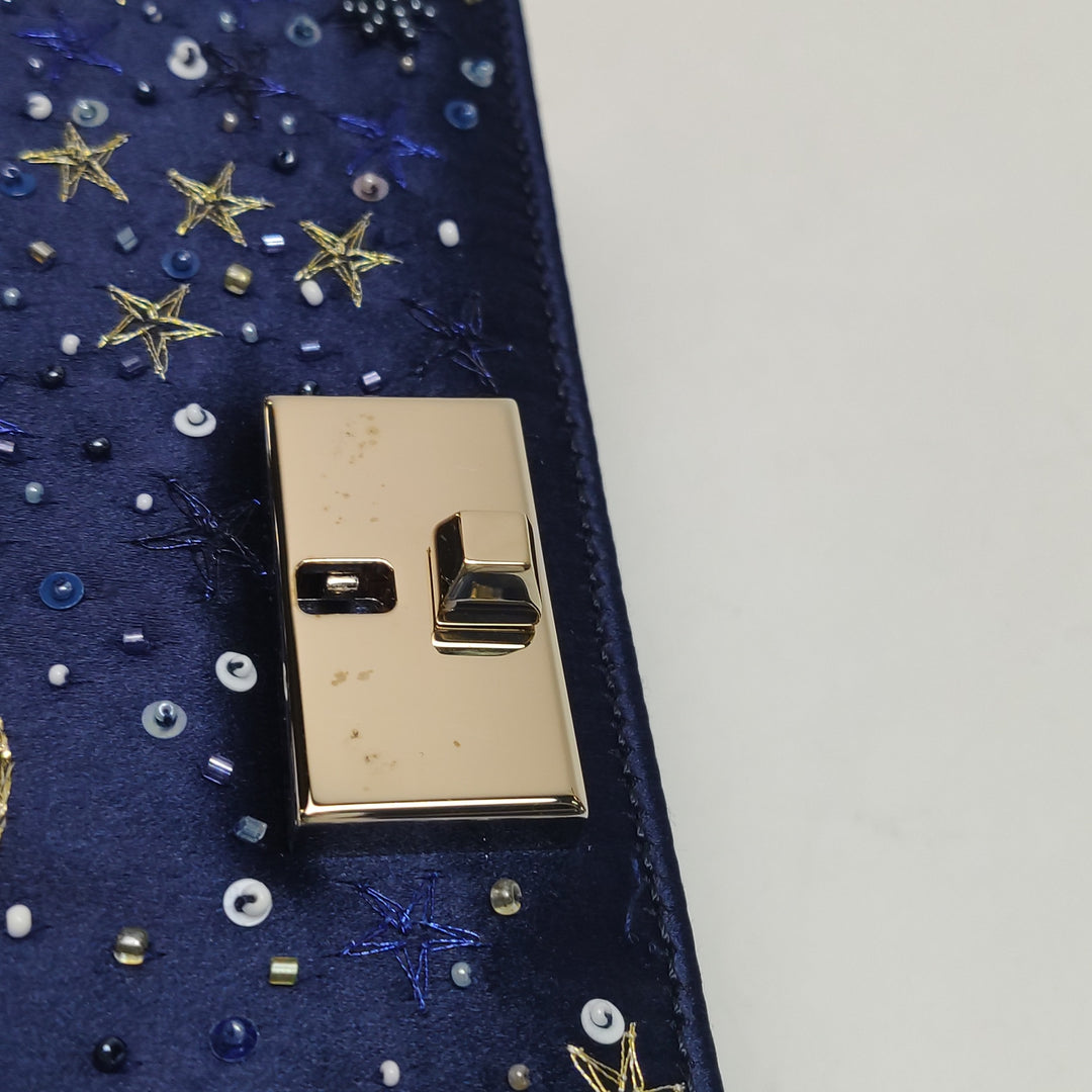 Valentino Cosmos Embroidered Satin Clutch