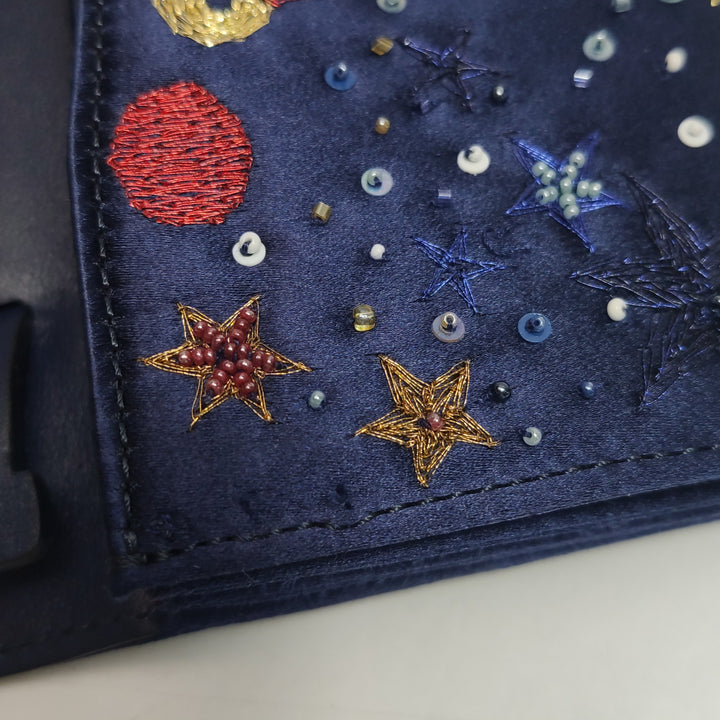 Valentino Cosmos Embroidered Satin Clutch