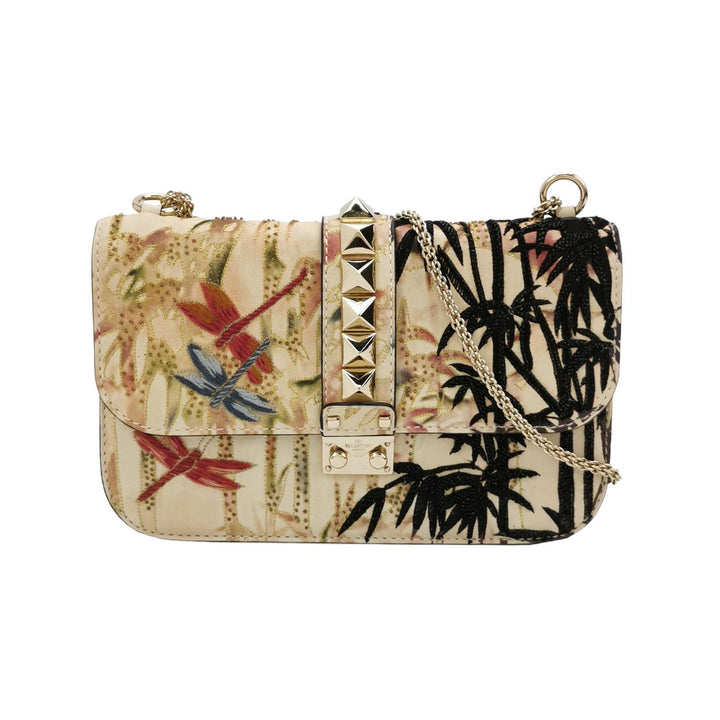 Valentino Garavani Glam Lock Embroidered Leather Medium Shoulder Bag