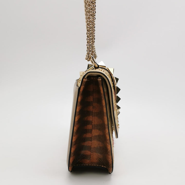 Valentino Garavani Glam Lock Embroidered Leather Medium Shoulder Bag