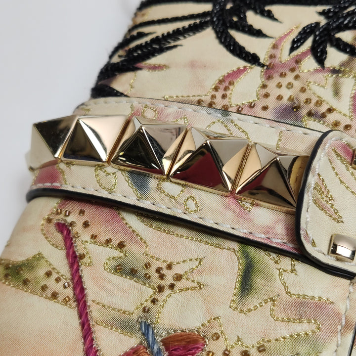 Valentino Garavani Glam Lock Embroidered Leather Medium Shoulder Bag