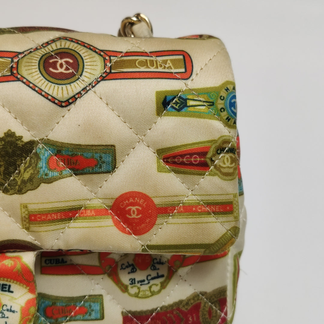 Chanel Mini Rectangular Flap Bag Classic Cigar Label Printed