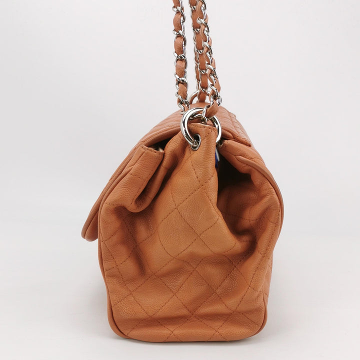 Chanel Timeless Accordion Flap Bag Orange Beige Leather