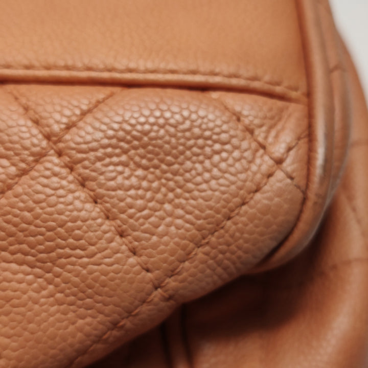 Chanel Timeless Accordion Flap Bag Orange Beige Leather