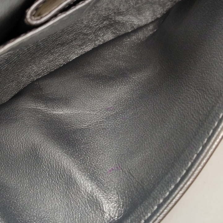 Chanel Metallic Silver Quilted Bubble CC Flap Bag