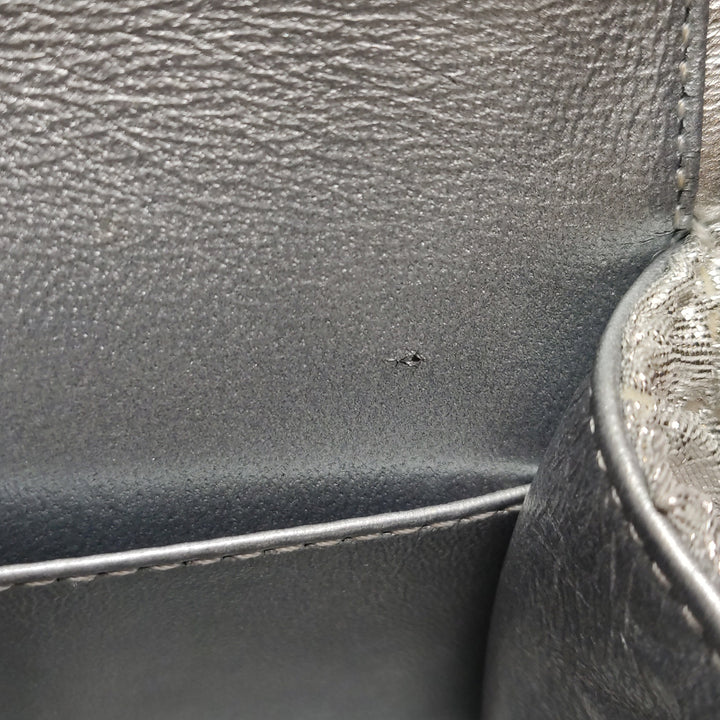 Chanel Metallic Silver Quilted Bubble CC Flap Bag