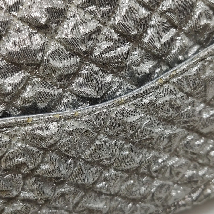 Chanel Metallic Silver Quilted Bubble CC Flap Bag
