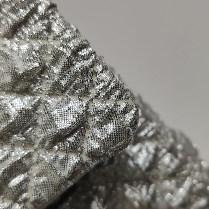 Chanel Metallic Silver Quilted Bubble CC Flap Bag