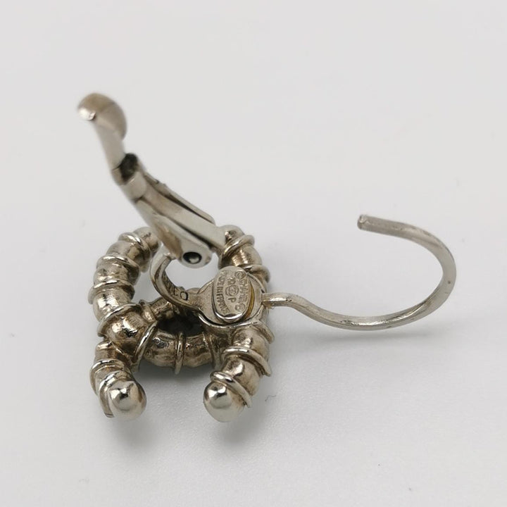 Chanel CC Logo Earrings Black White Crystal