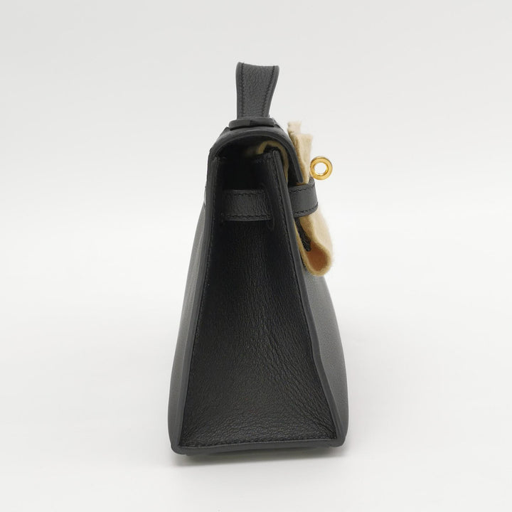 Hermes Kelly Pochette Black Swift Gold Hardware