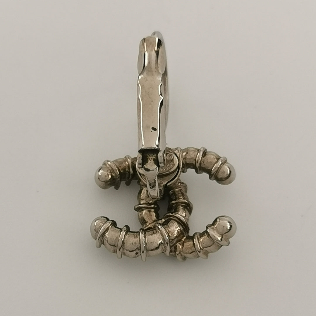 Chanel CC Logo Earrings Black White Crystal