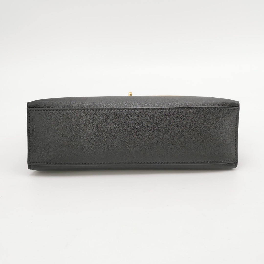 Hermes Kelly Pochette Black Swift Gold Hardware