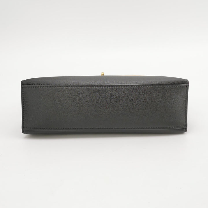 Hermes Kelly Pochette Black Swift Gold Hardware