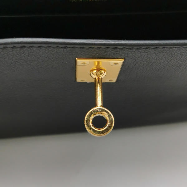 Hermes Kelly Pochette Black Swift Gold Hardware
