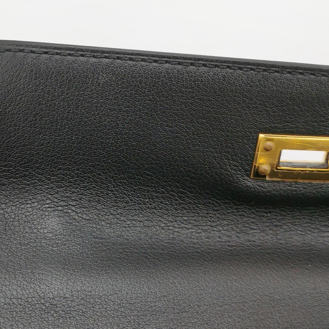 Hermes Kelly Pochette Black Swift Gold Hardware