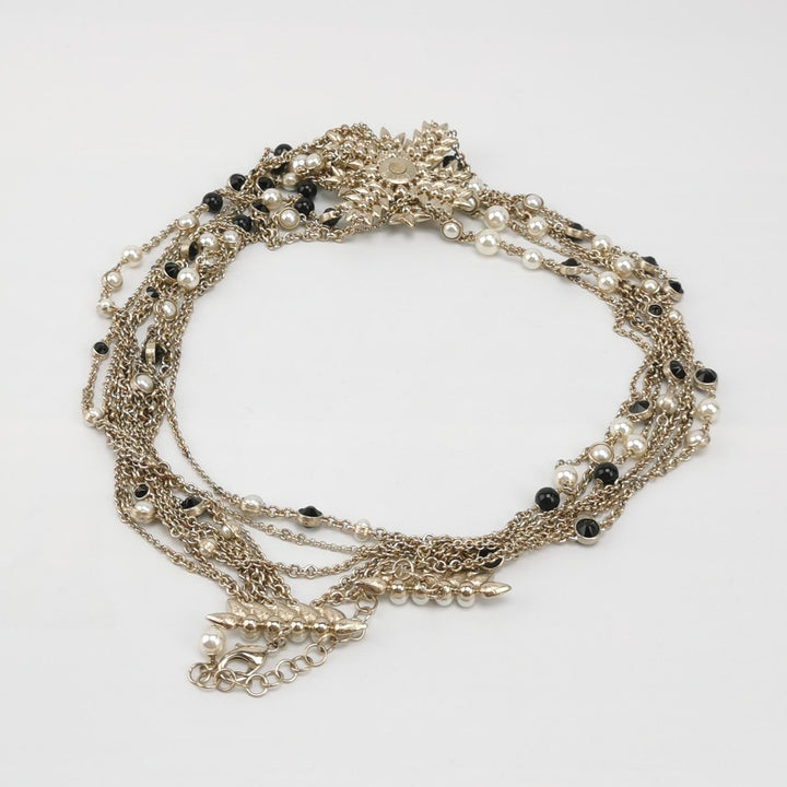 Chanel Multi Chains Pearl Cross CC Logo Necklaces