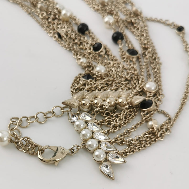 Chanel Multi Chains Pearl Cross CC Logo Necklaces