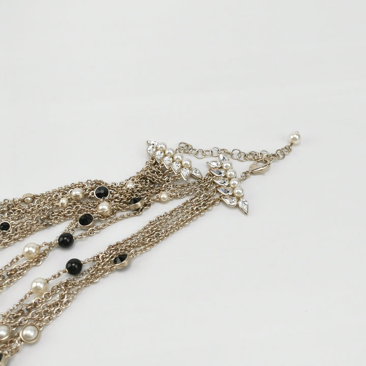 Chanel Multi Chains Pearl Cross CC Logo Necklaces