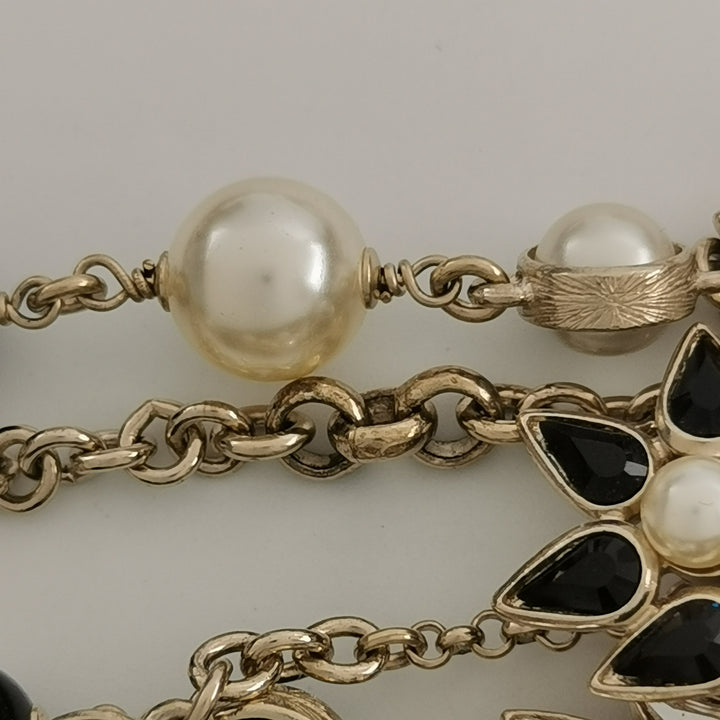 Chanel Multi Chains Pearl Cross CC Logo Necklaces