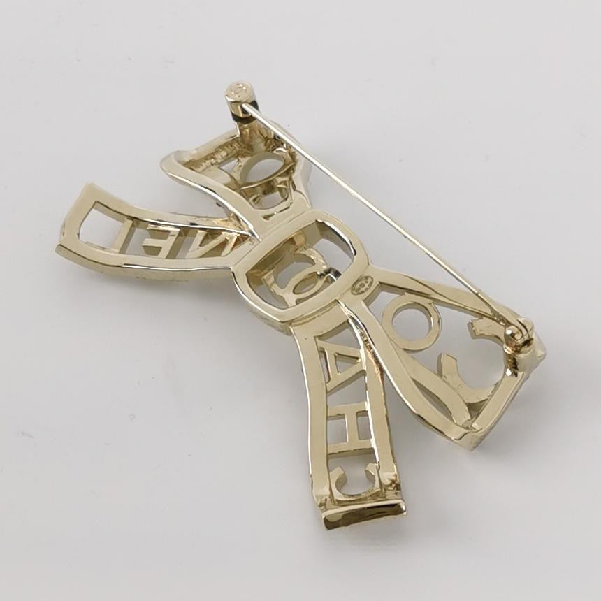 Chanel Metal Crystal Bow-tiful CC Brooch Gold