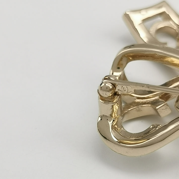 Chanel Metal Crystal Bow-tiful CC Brooch Gold