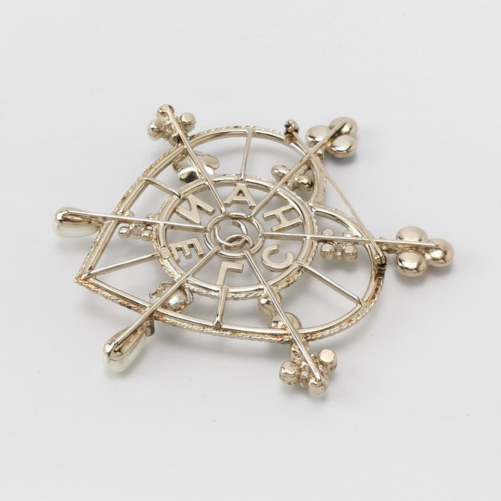 Chanel C19 CC Heart Shape Pin Brooch with Multicolour Crystal Pearls