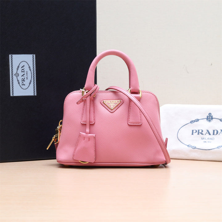 Prada Pink Saffiano Lux Leather Mini Promenade Crossbody Bag