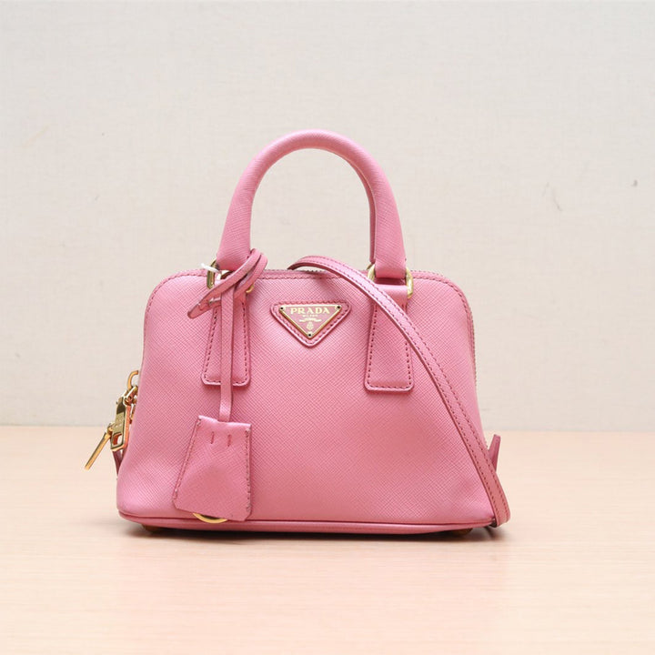 Prada Pink Saffiano Lux Leather Mini Promenade Crossbody Bag