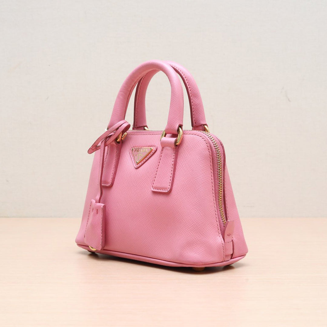 Prada Pink Saffiano Lux Leather Mini Promenade Crossbody Bag