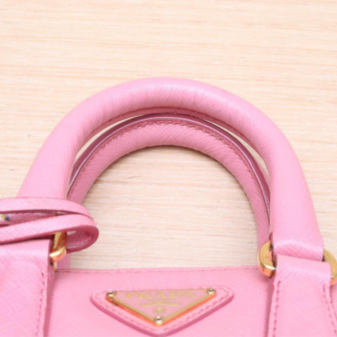 Prada Pink Saffiano Lux Leather Mini Promenade Crossbody Bag