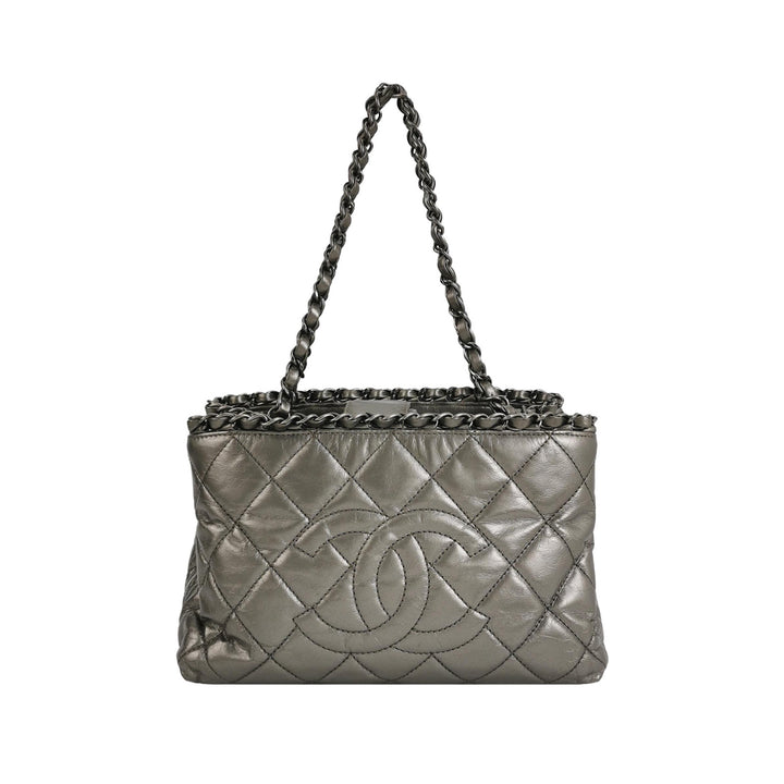 Chanel Chain Me Tote Grey Leather