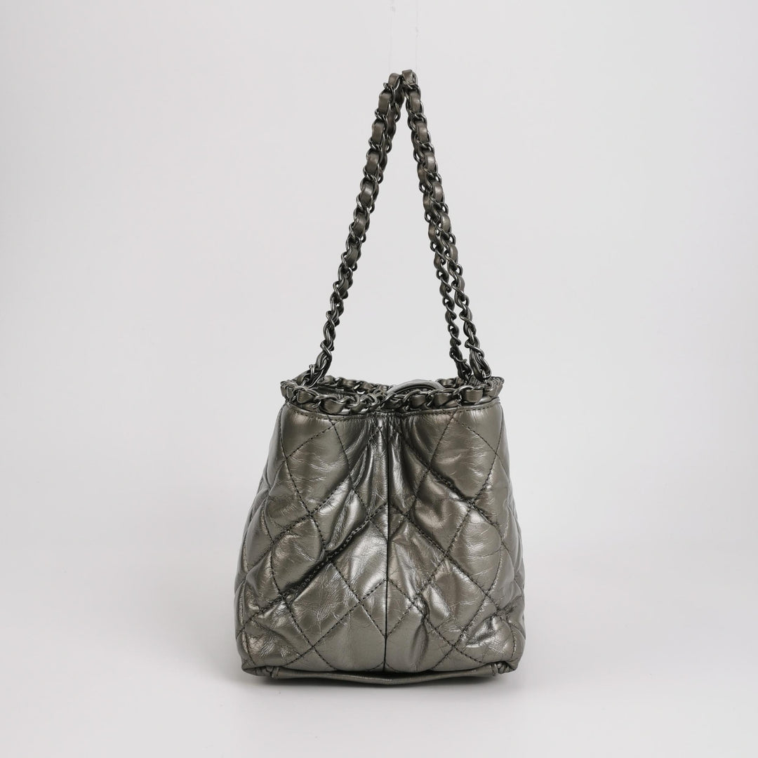 Chanel Chain Me Tote Grey Leather