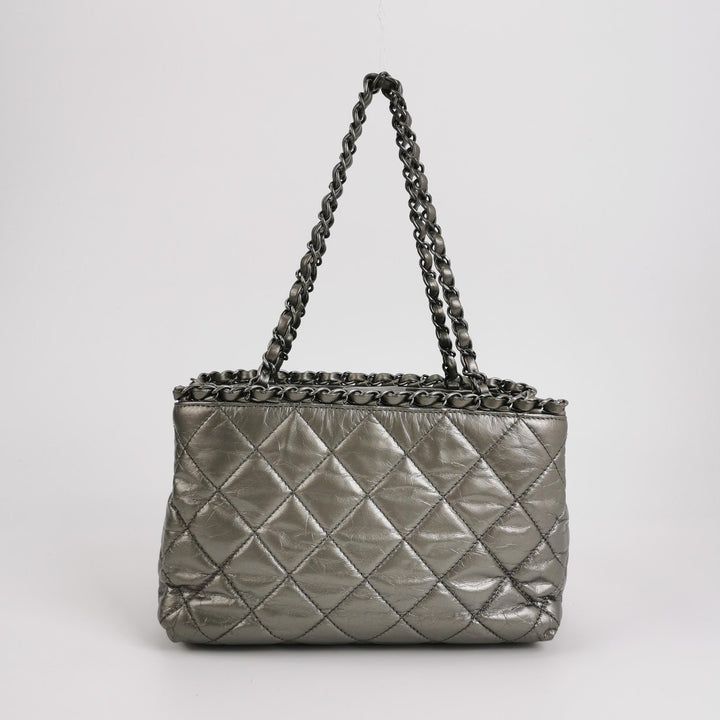 Chanel Chain Me Tote Grey Leather