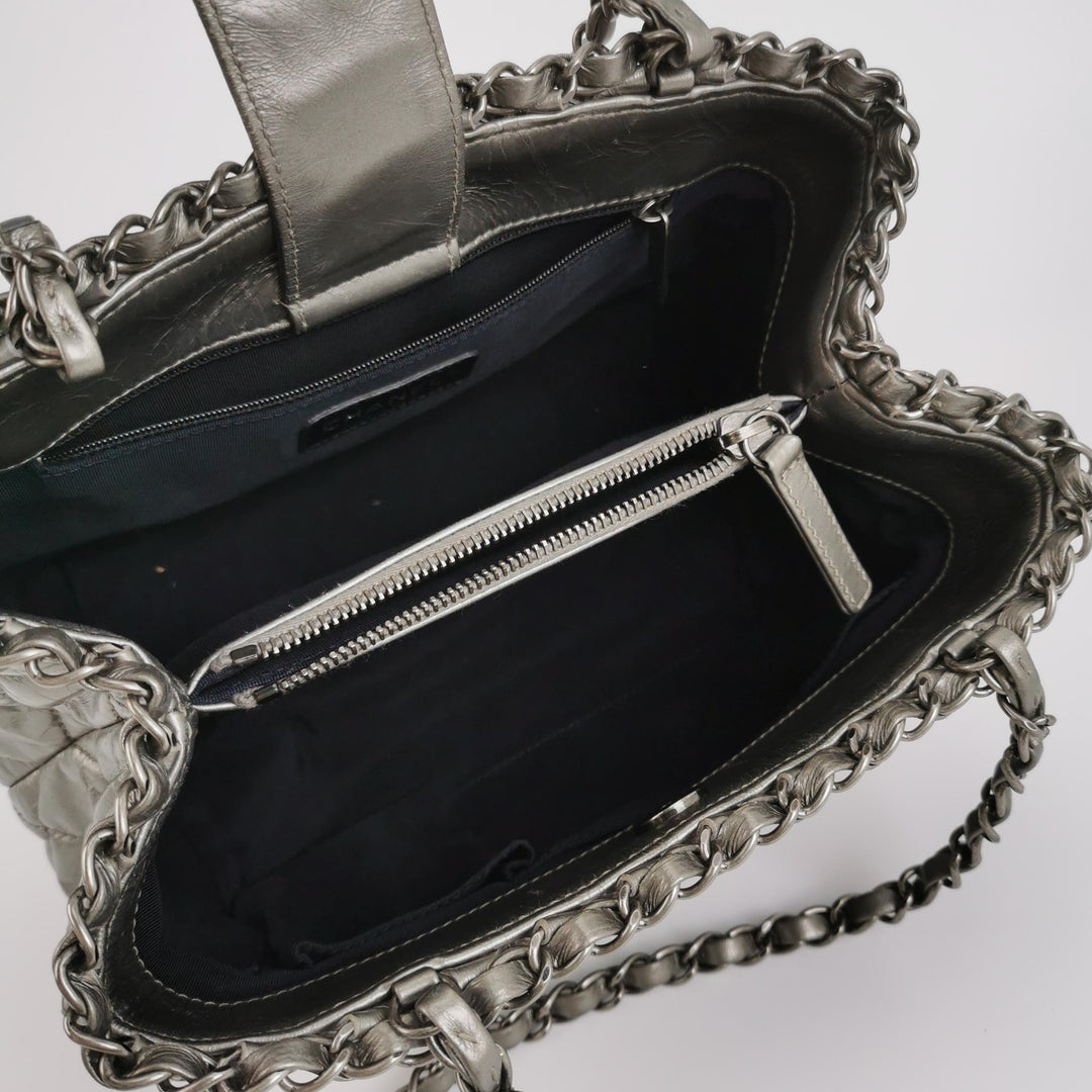 Chanel Chain Me Tote Grey Leather
