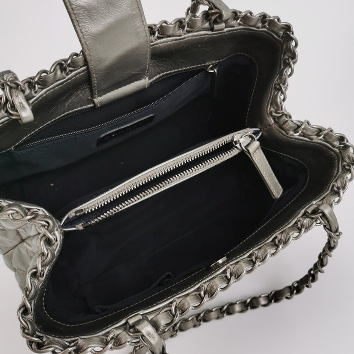 Chanel Chain Me Tote Grey Leather