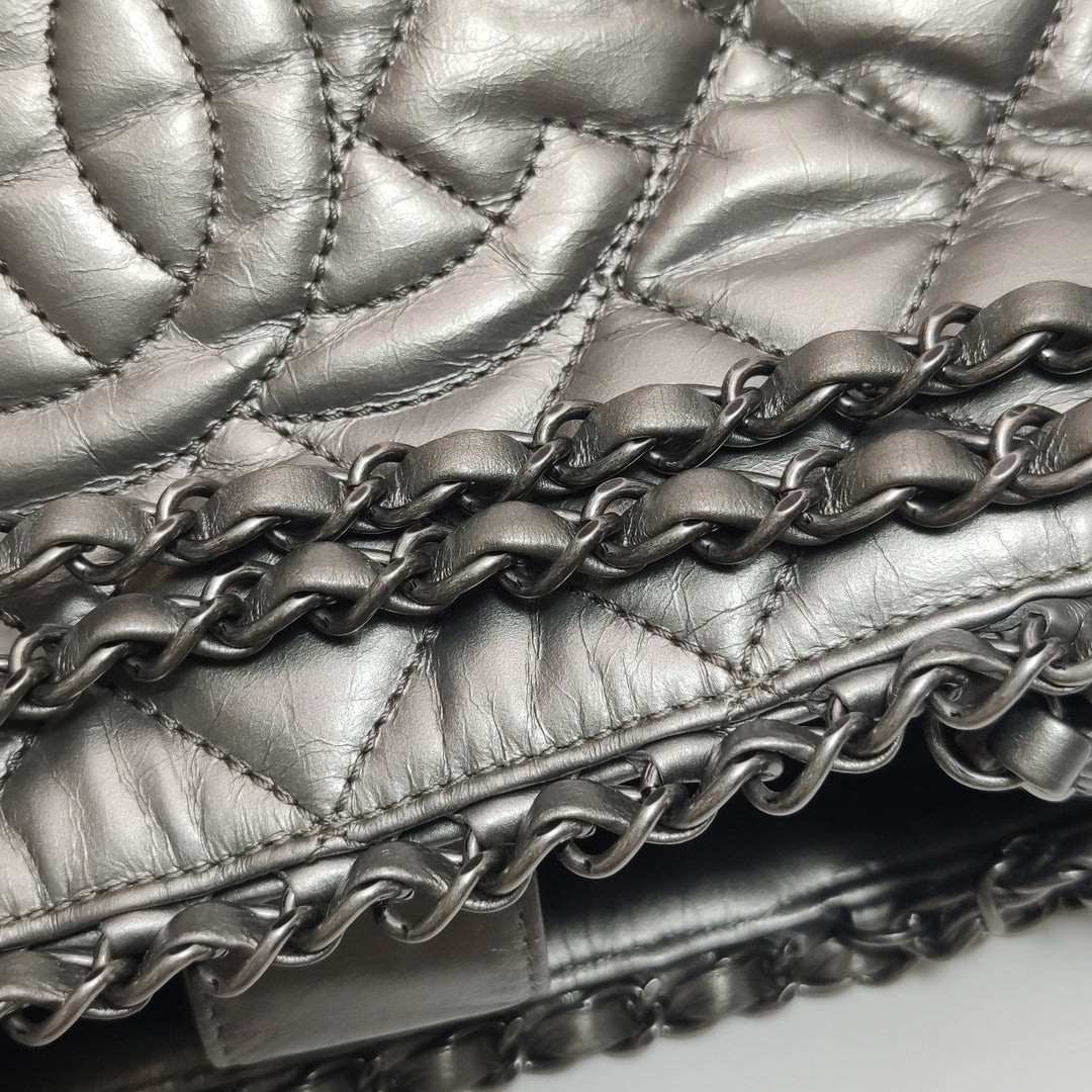 Chanel Chain Me Tote Grey Leather