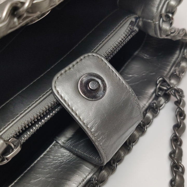 Chanel Chain Me Tote Grey Leather