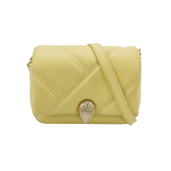 Bulgari Serpenti Cabochon Micro Bag In Yellow Leather