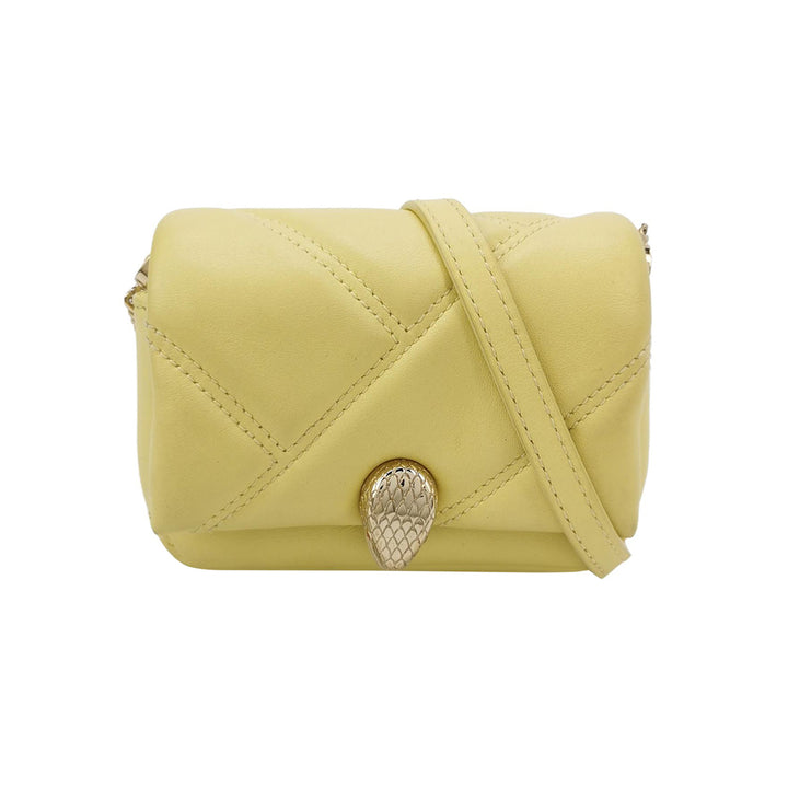 Bulgari Serpenti Cabochon Micro Bag In Yellow Leather