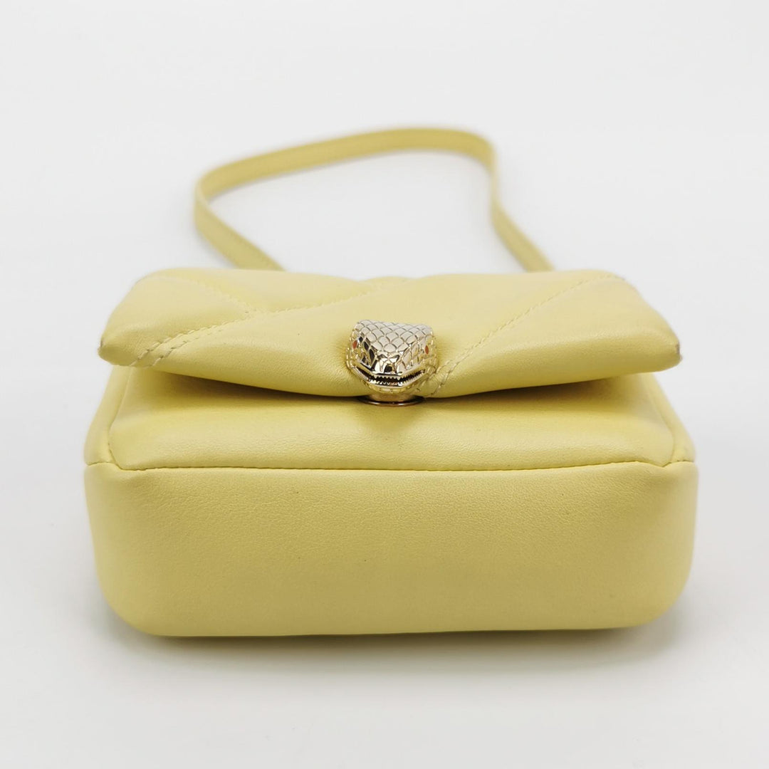 Bulgari Serpenti Cabochon Micro Bag In Yellow Leather
