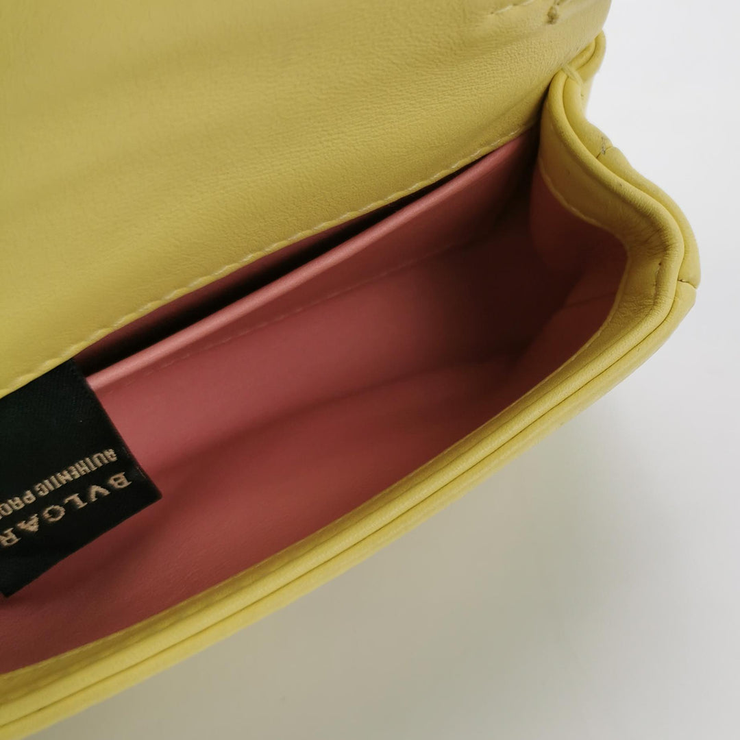 Bulgari Serpenti Cabochon Micro Bag In Yellow Leather