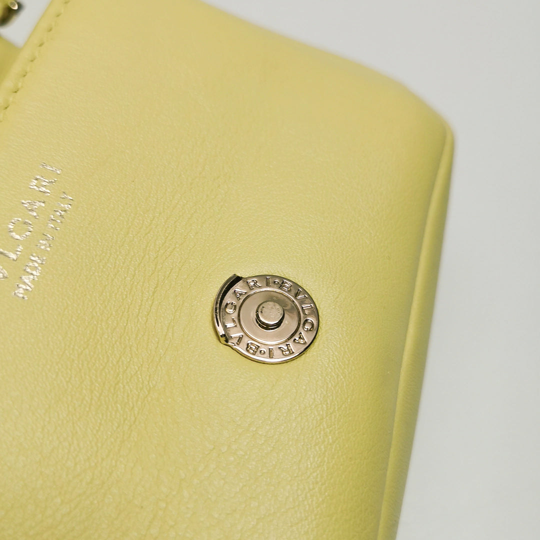 Bulgari Serpenti Cabochon Micro Bag In Yellow Leather