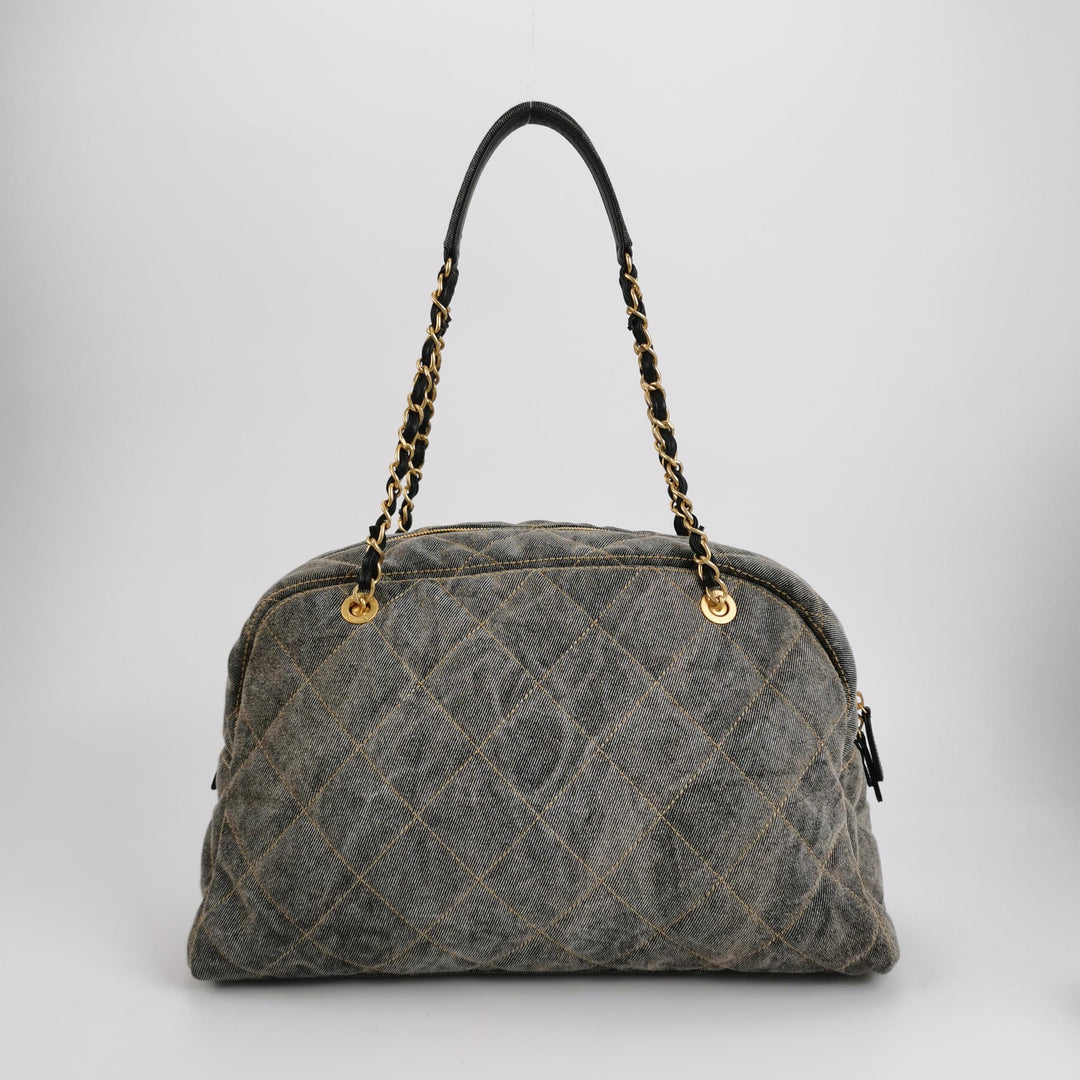 Chanel Washed Denim Quilted Bowling Bag