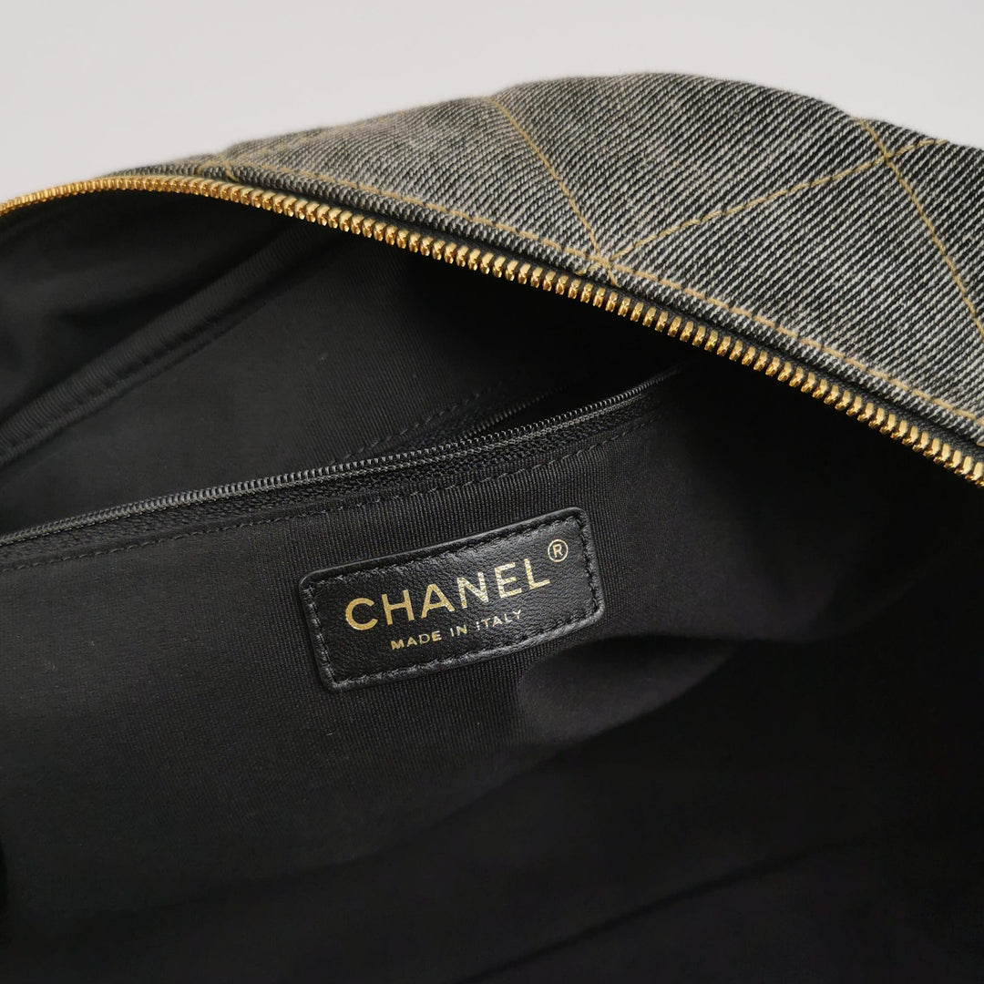 Chanel Washed Denim Quilted Bowling Bag
