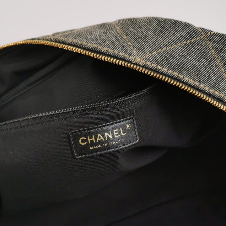 Chanel Washed Denim Quilted Bowling Bag