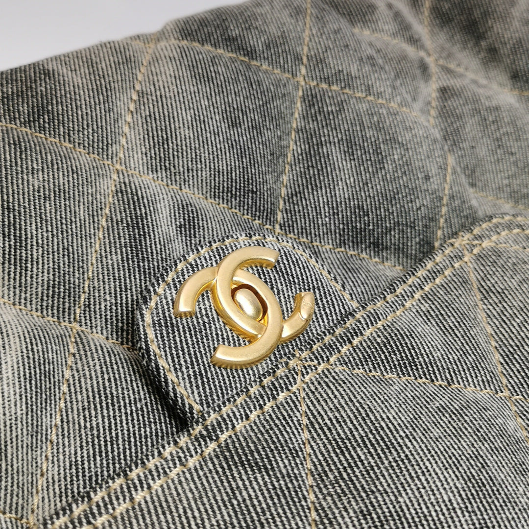 Chanel Washed Denim Quilted Bowling Bag