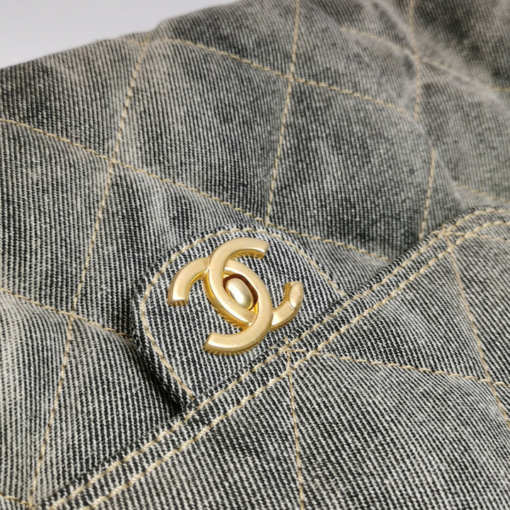 Chanel Washed Denim Quilted Bowling Bag